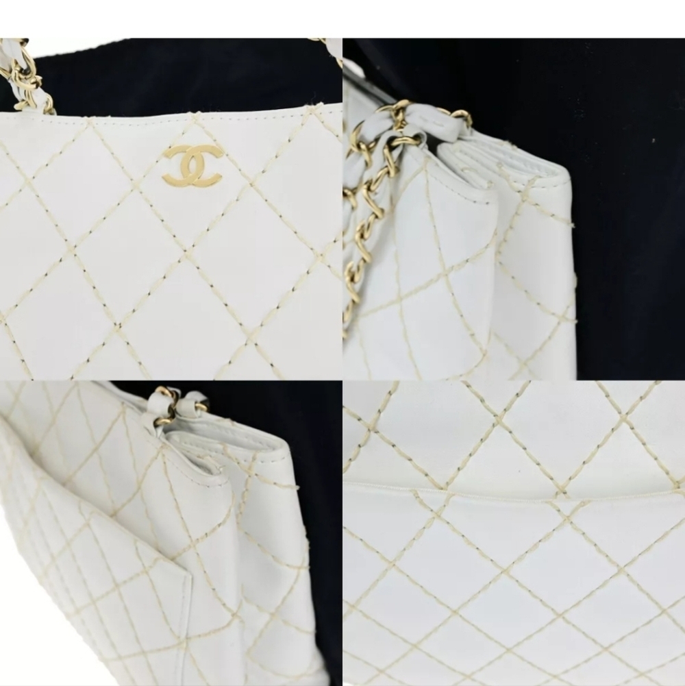 CHANEL 🔥Rare🔥 Wild Stitch Lambskin Quilted Chain Shoulder Bag! - Picture 9 of 16